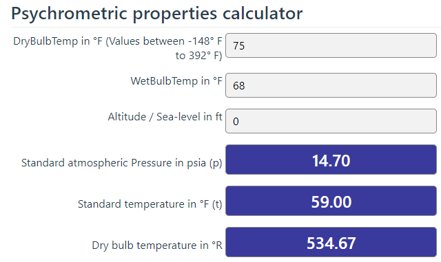 Psychrometric calculator